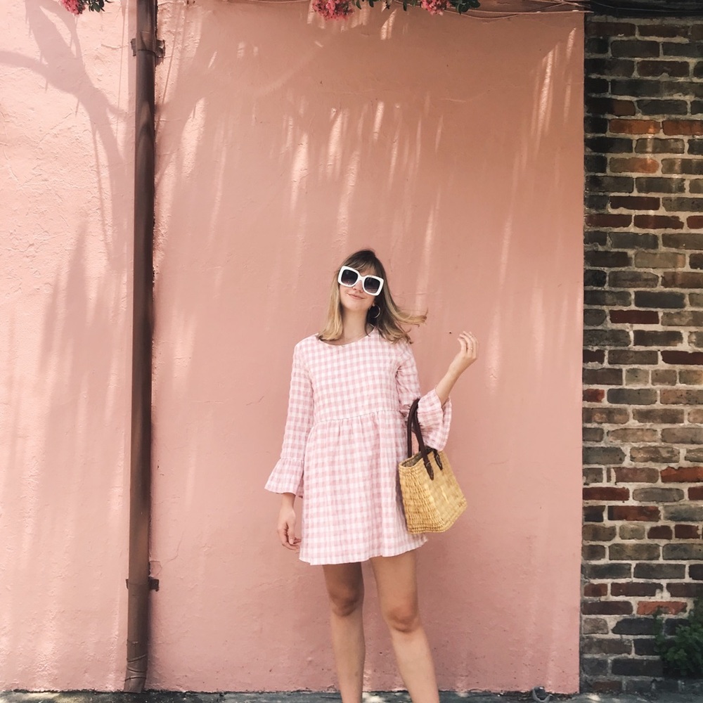 Pink gingham urban outfitters dress